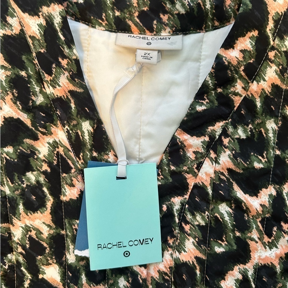 New NWT Rachel Comey Olive Green Leopard Print Cropped Quilted Jacket Size 2X - Picture 6 of 12